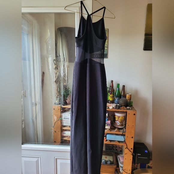 Vintage Y2k Rampage maxi sheer waist halter neckline black dress size 9 - Picture 4 of 7